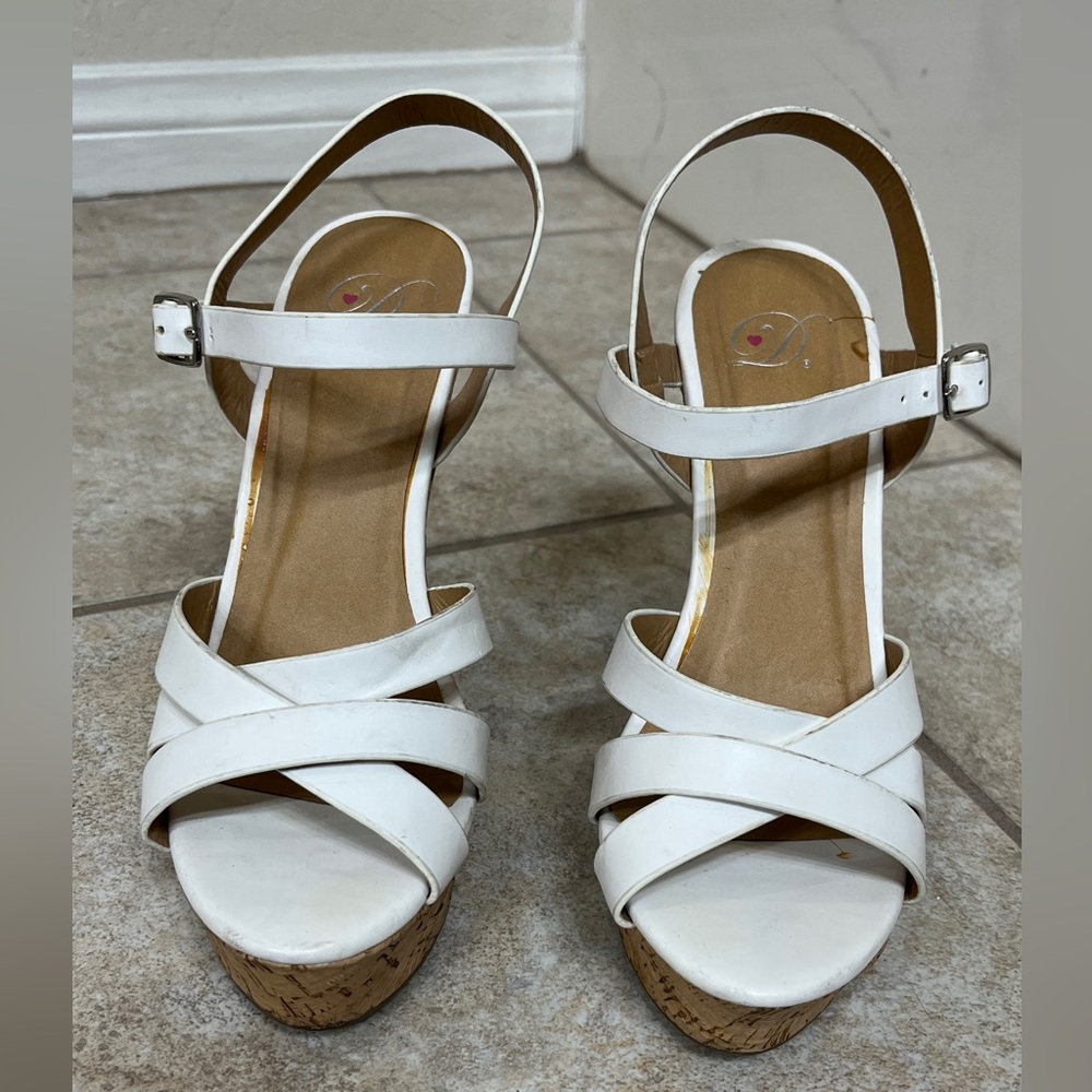 White Strappy Wedge Sandals